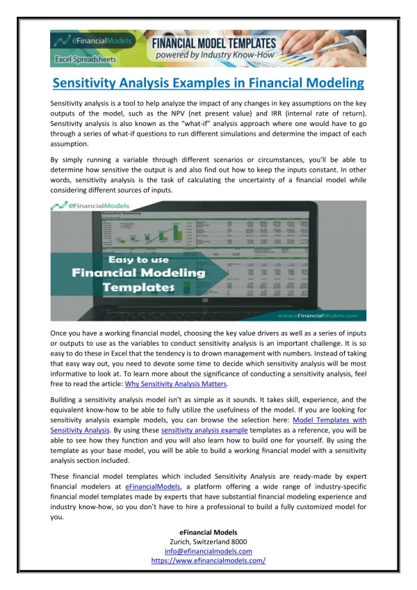 sensitivity analysis examples in financial