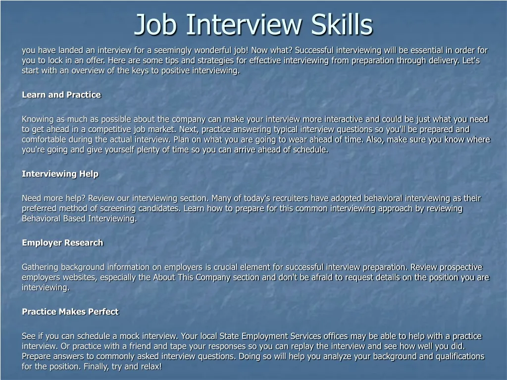 job interview skills