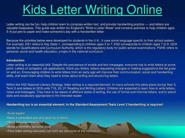 Kids Letter Writing Online