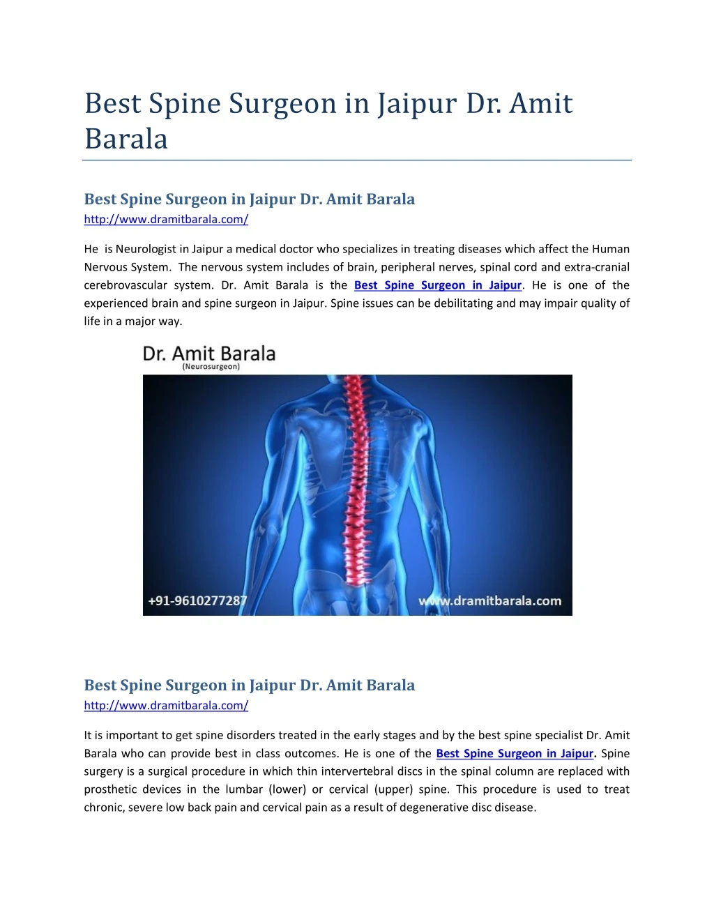 best spine surgeon in jaipur dr amit barala