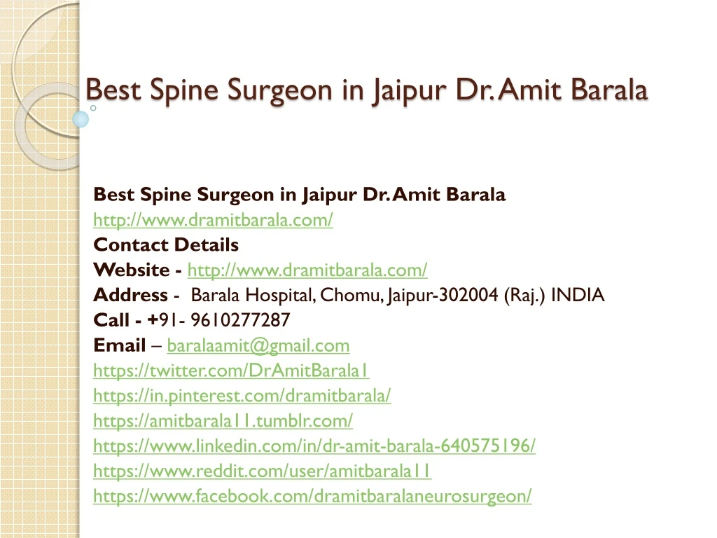 best spine surgeon in jaipur dr amit barala