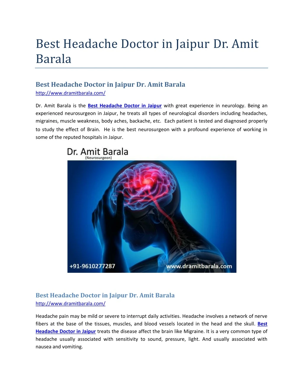 best headache doctor in jaipur dr amit barala