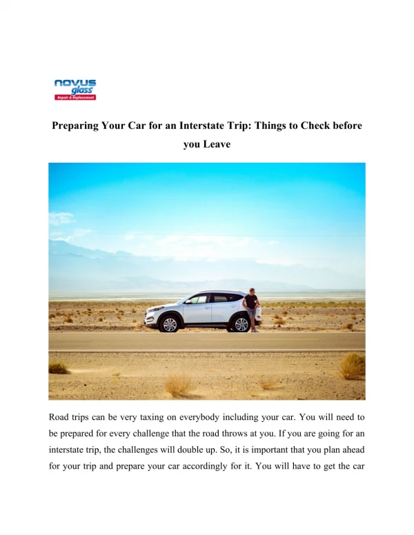 Preparing Your Car for an Interstate Trip: Things to Check before you Leave