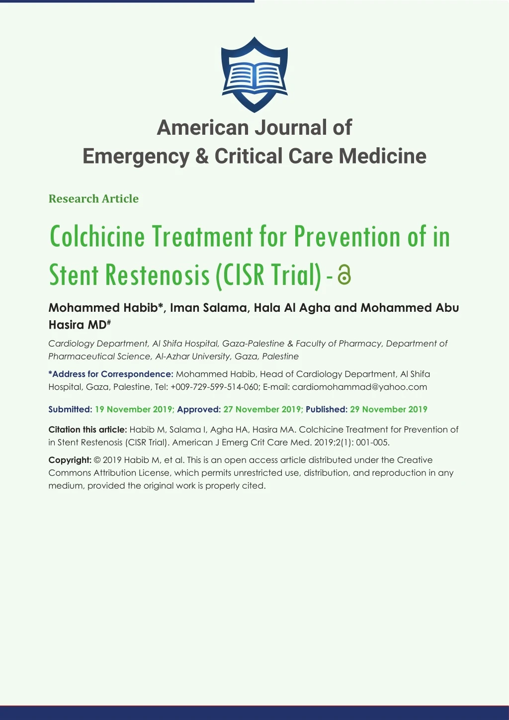 american journal of emergency critical care
