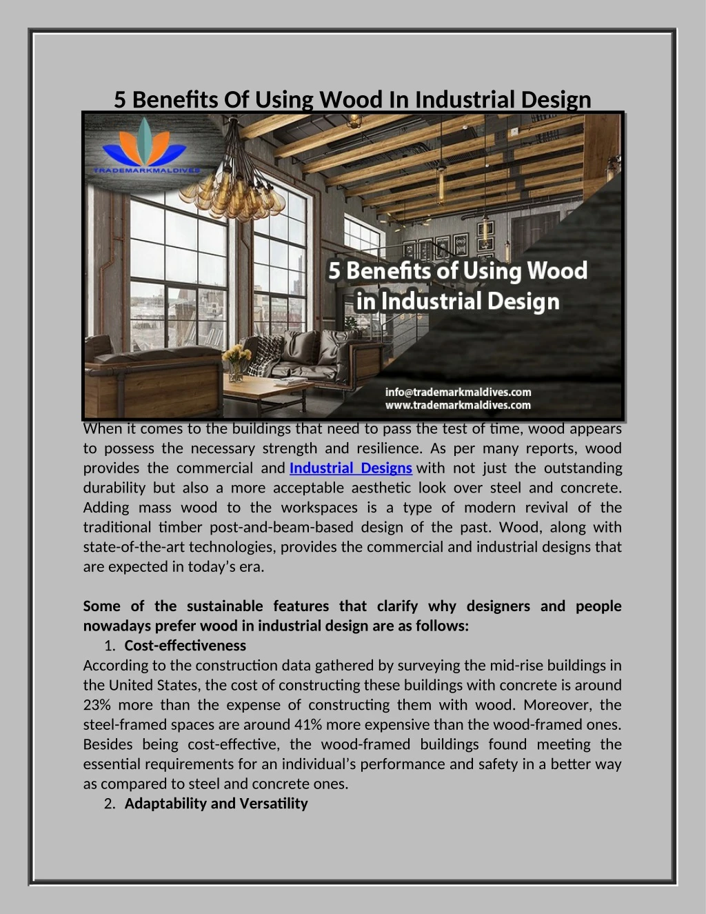 5 benefits of using wood in industrial design