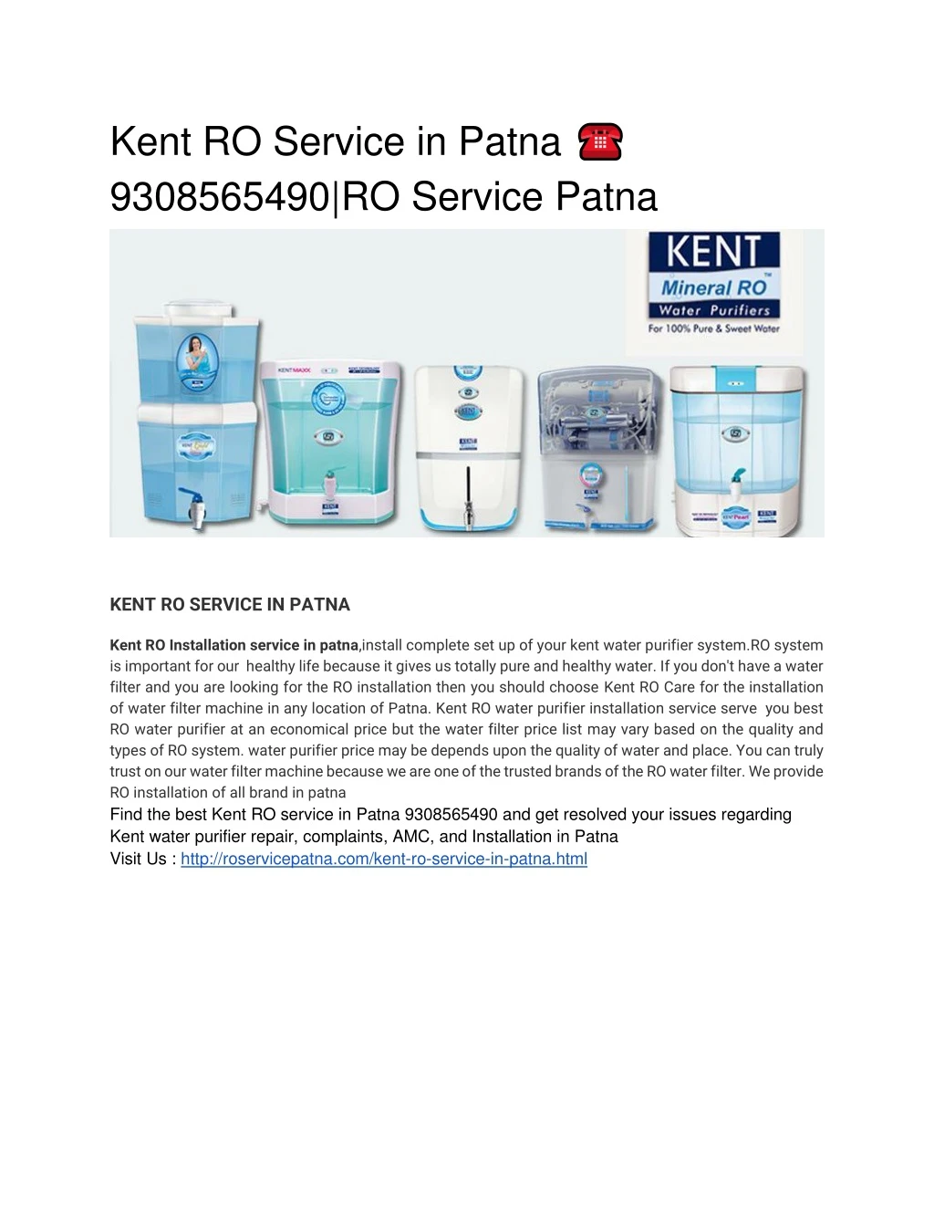 kent ro service in patna 9308565490 ro service