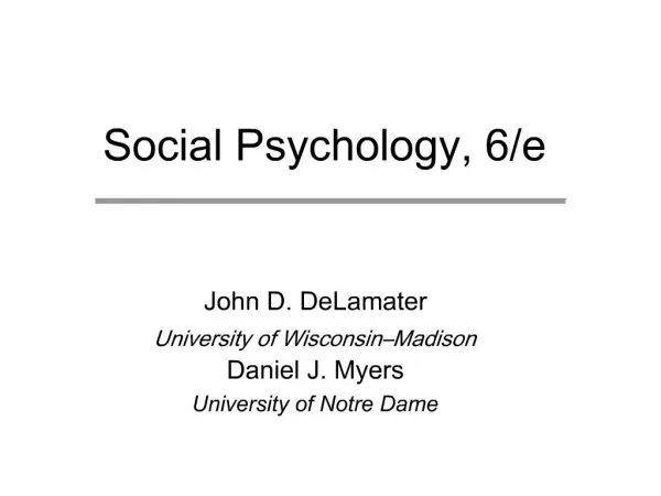Social Psychology, 6