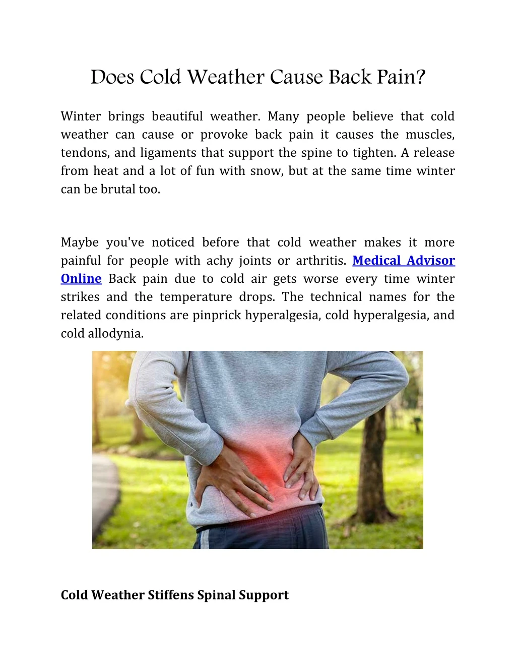 does cold weather cause back pain
