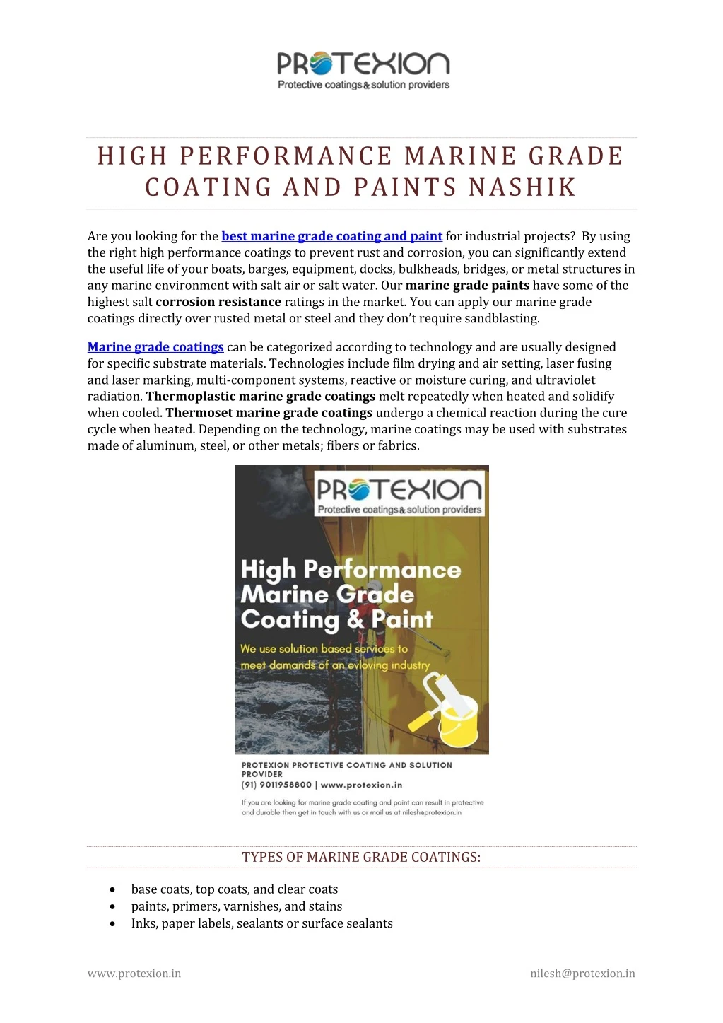 high performance marine grade coating and paints