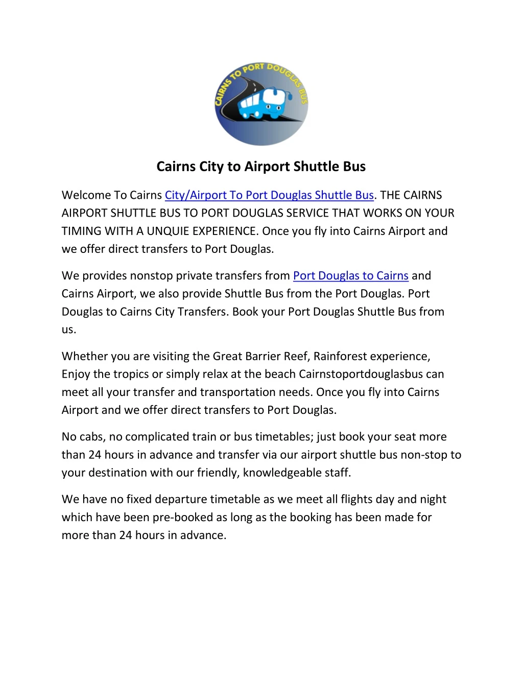cairns city to airport shuttle bus
