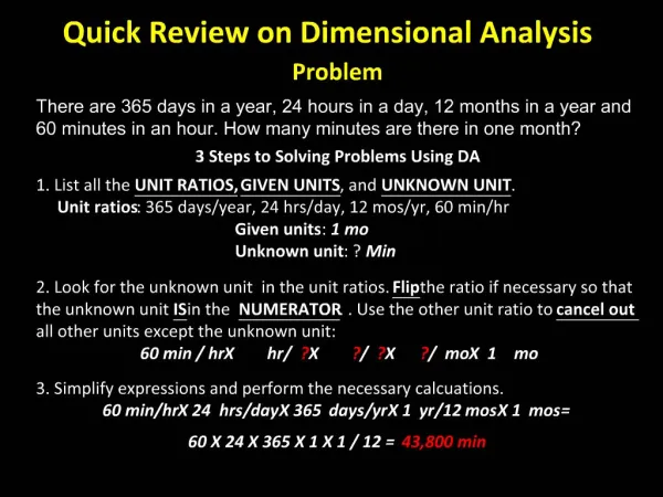 Quick Review on Dimensional Analysis