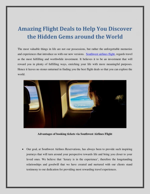 Amazing Flight Deals to Help You Discover the Hidden Gems around the World