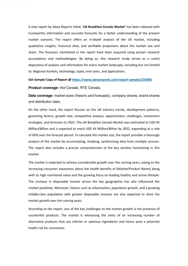 a new report by alexa reports titled uk breakfast