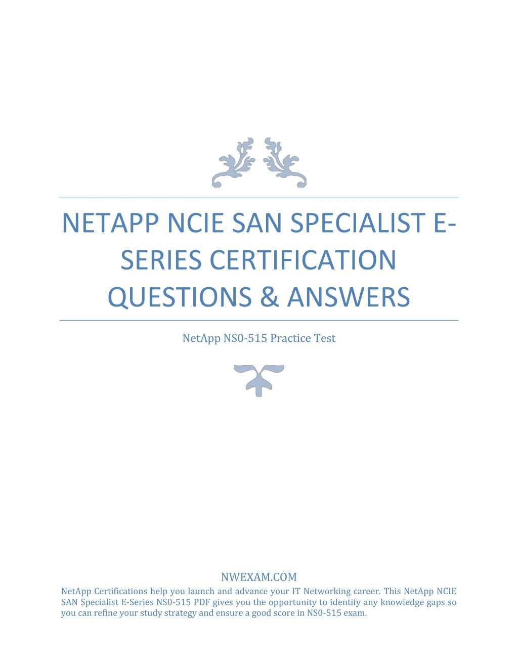 netapp ncie san specialist e series certification