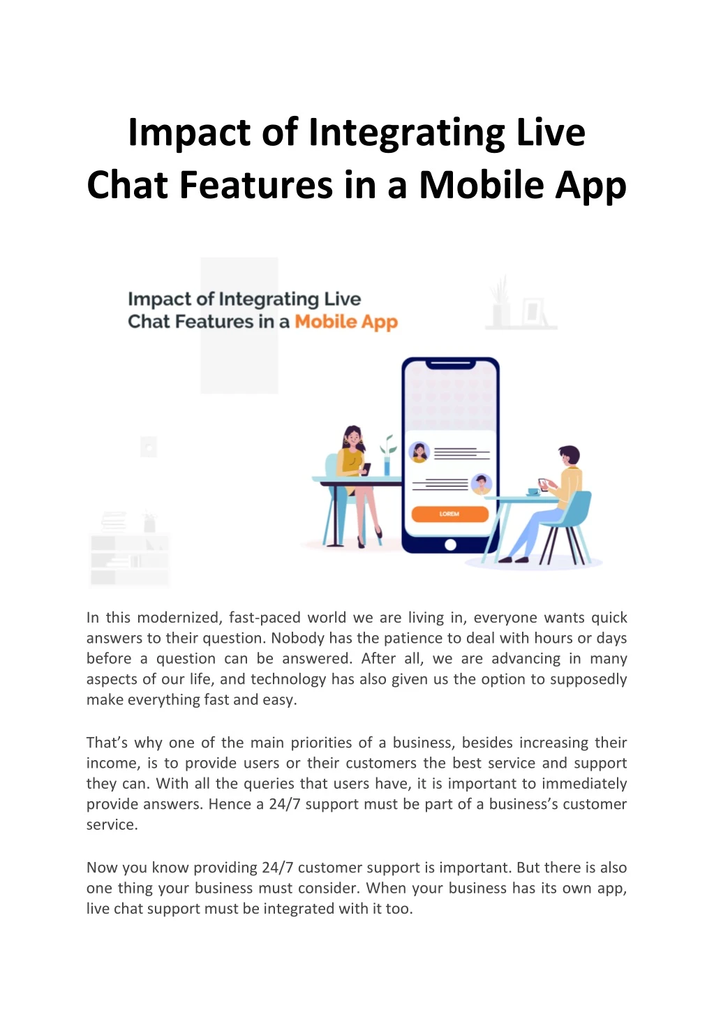 impact of integrating live chat features