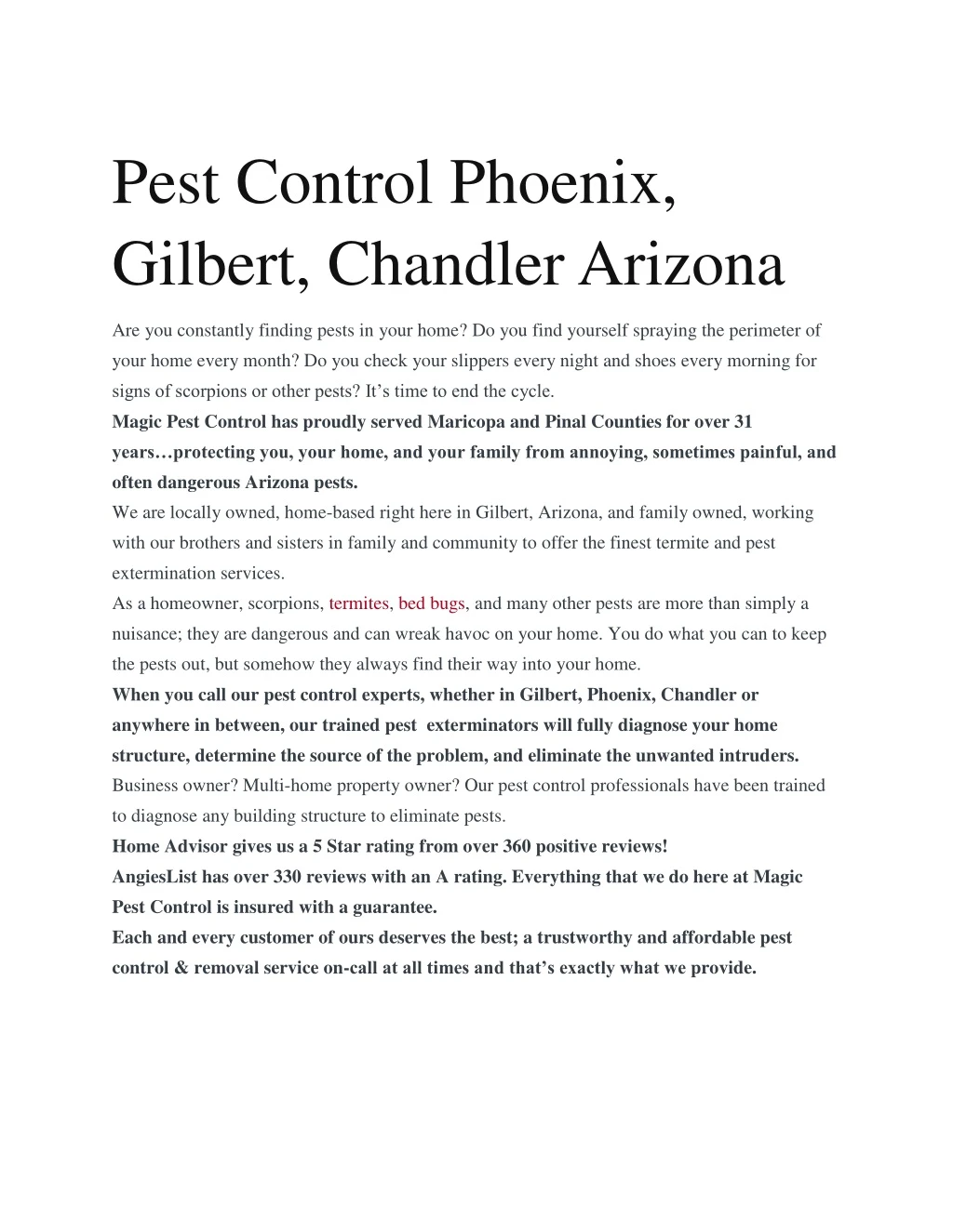 pest control phoenix gilbert chandler arizona