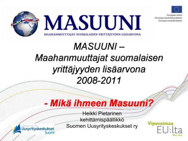 Heikki Pietarinen kehitt misp llikk Suomen Uusyrityskeskukset ry