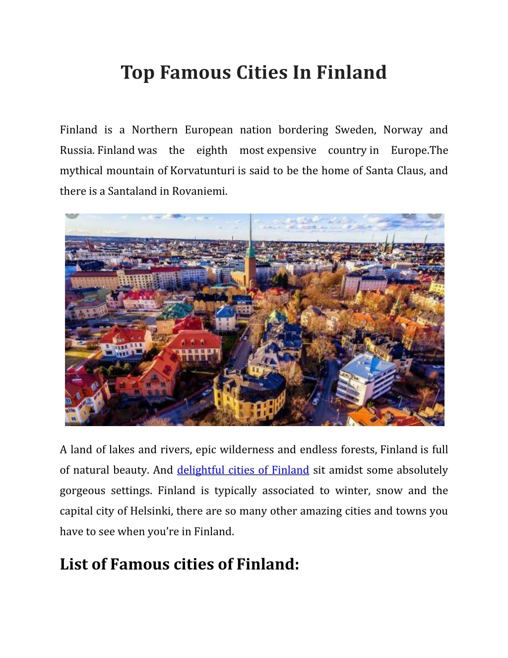 top famous cities in finland