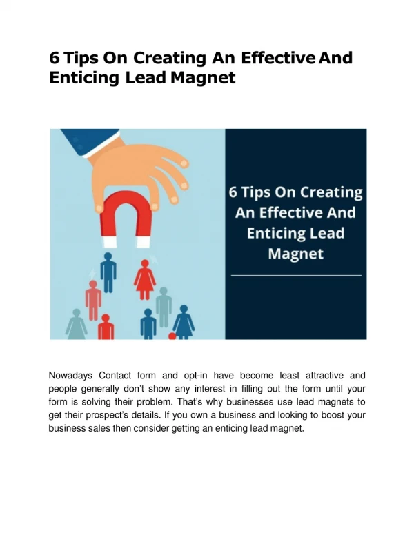 6 tips on creating an effective and enticing lead magnet