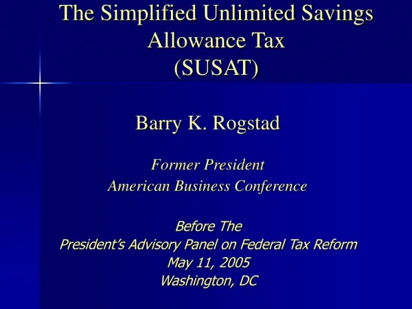 The Simplified Unlimited Savings Allowance Tax (SUSAT)