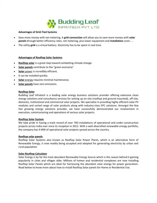 advantages of grid tied systems