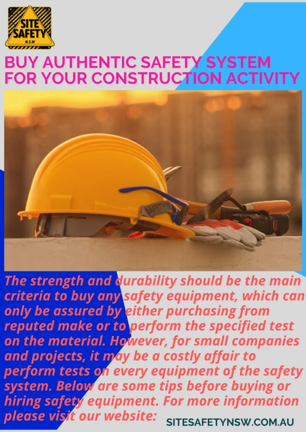 Buy Authentic Safety System For Your Construction Activity