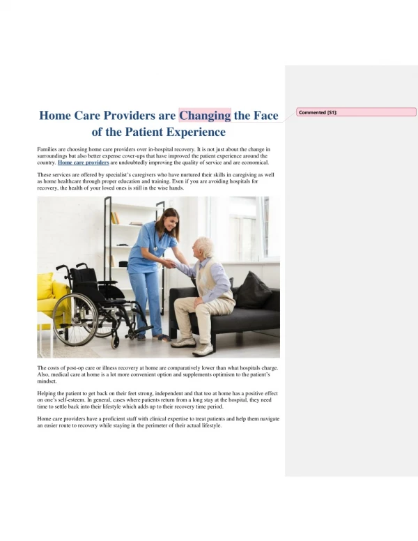 Home Care Providers are Enhancing the Patient Experience