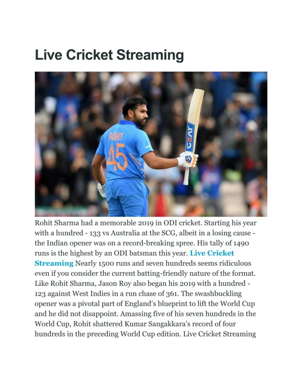 Live Cricket Streaming