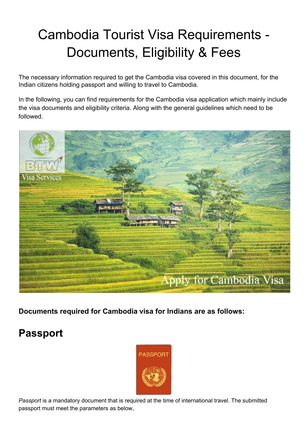 cambodia tourist visa requirements documents