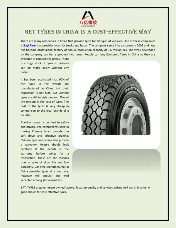 get tyres in china in a cost effective way