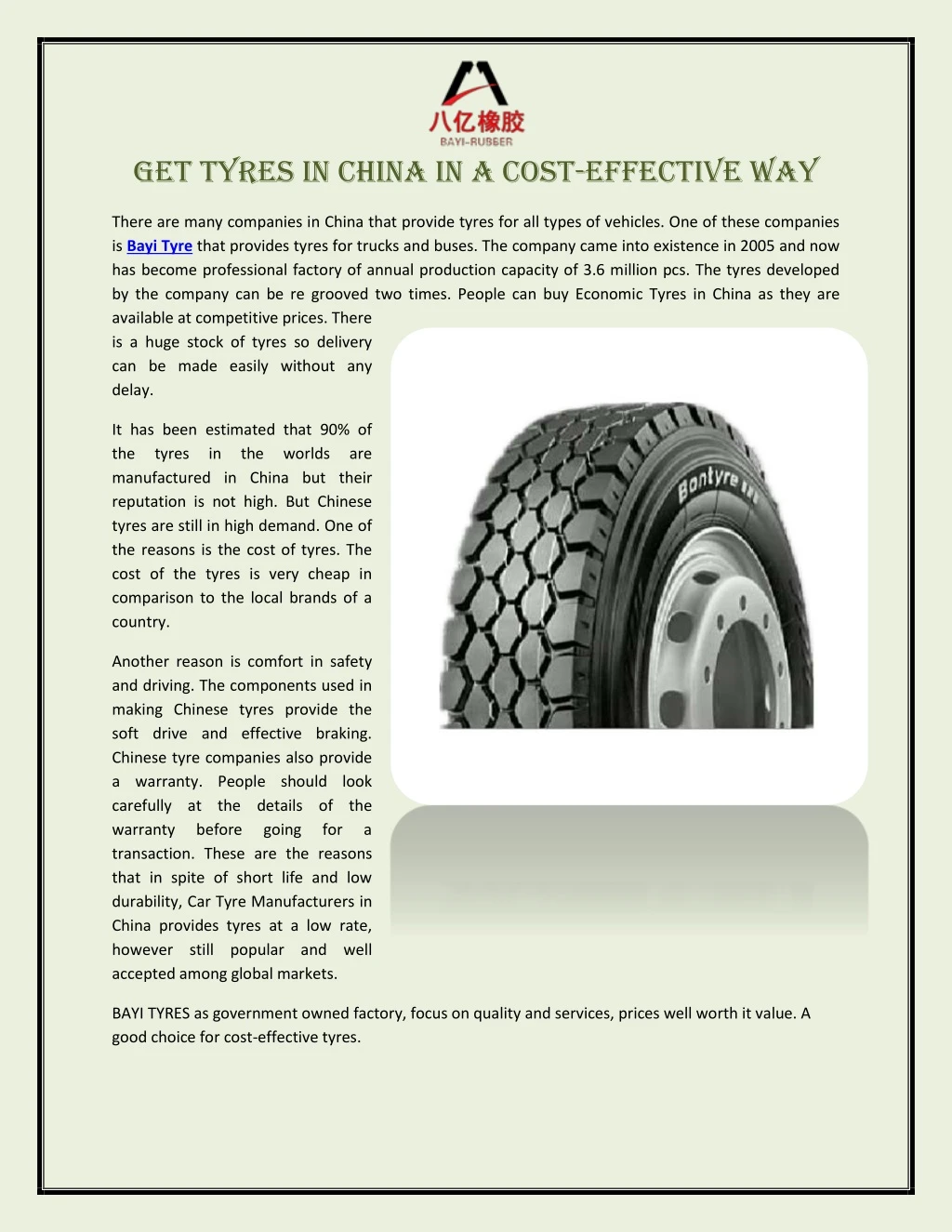 get tyres in china in a cost effective way