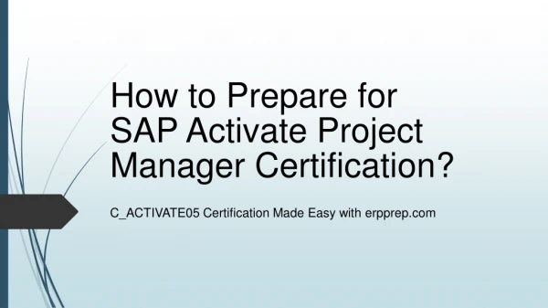 how to prepare for sap activate project manager