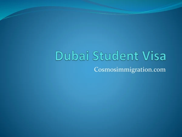 Dubai Student Visa