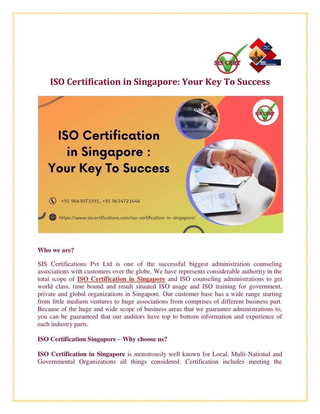 iso certification in singapore your key to success