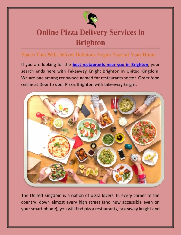 Order Takeaway | Online Pizza Delivery Services in Brighton