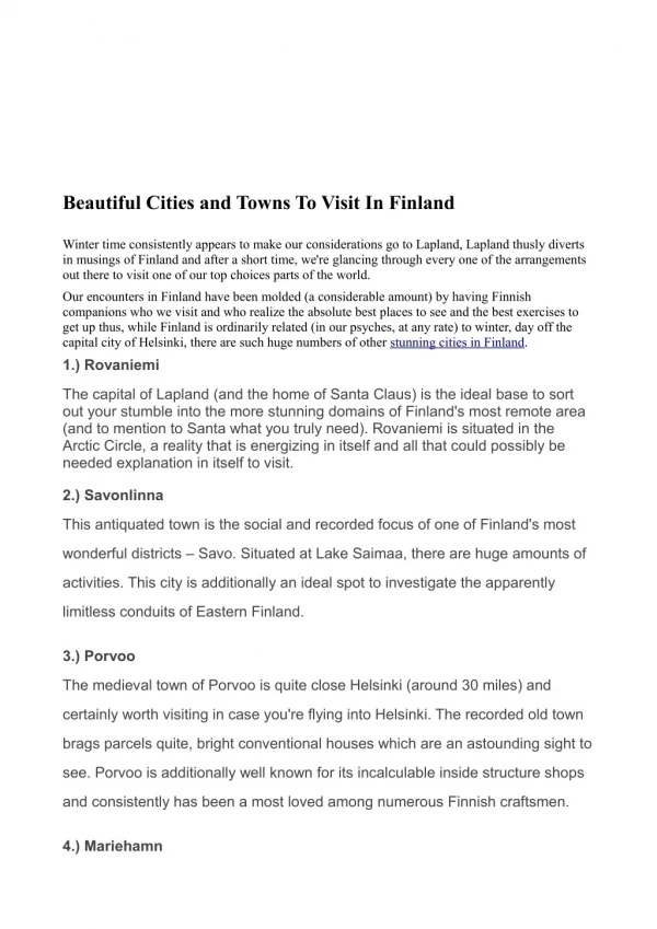 beautiful cities and towns to visit in finland