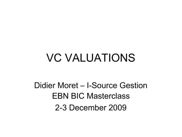 VC VALUATIONS
