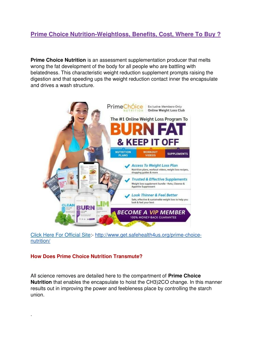 prime choice nutrition weightloss benefits cost