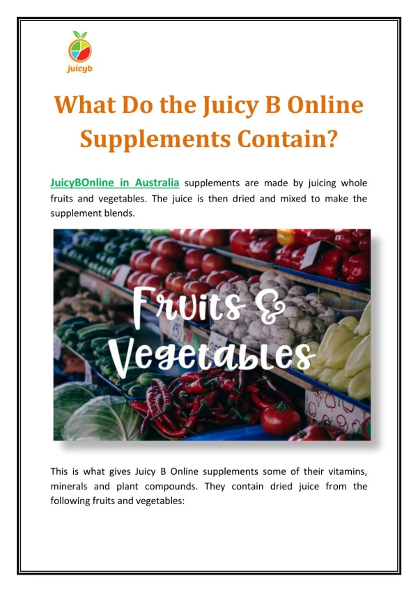 What Do the Juicy B Online Supplements Contain?