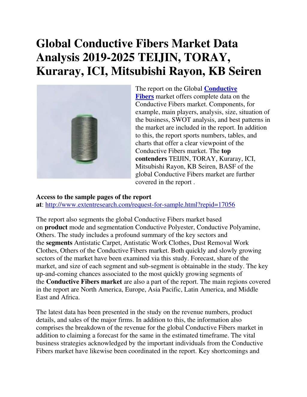 global conductive fibers market data analysis