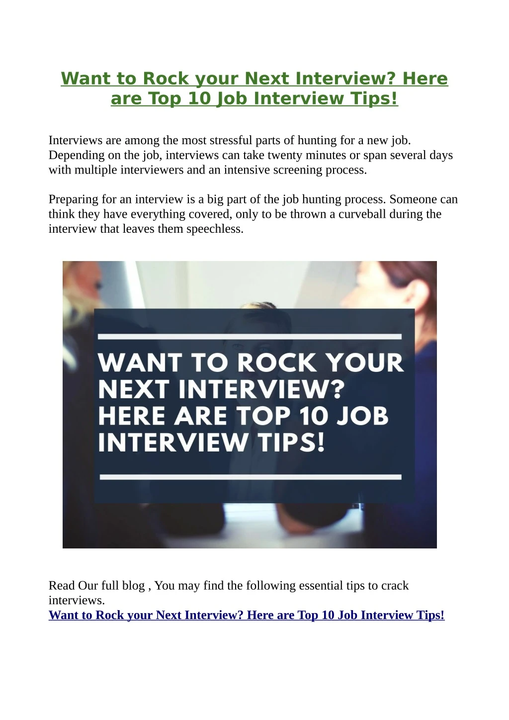 want to rock your next interview here