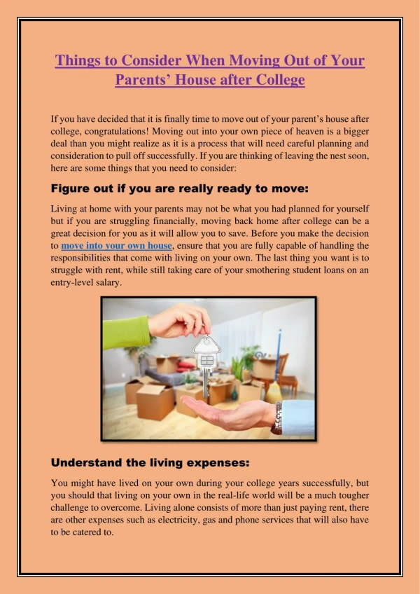 things to consider when moving out of your