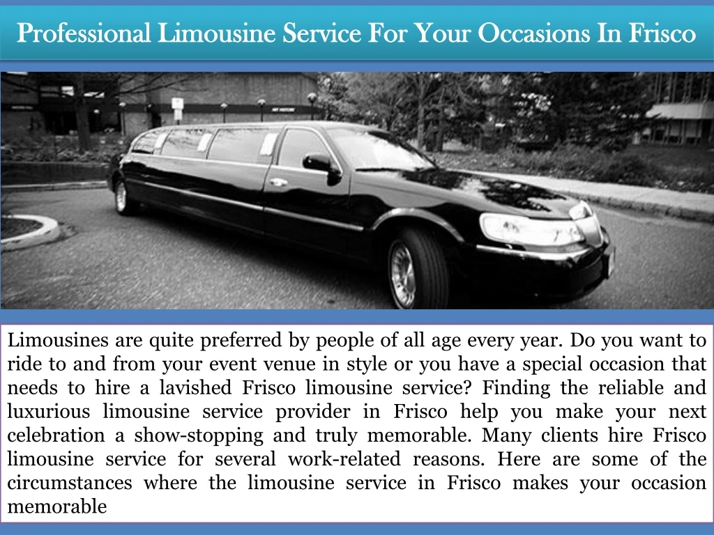 professional limousine service for your occasions in frisco