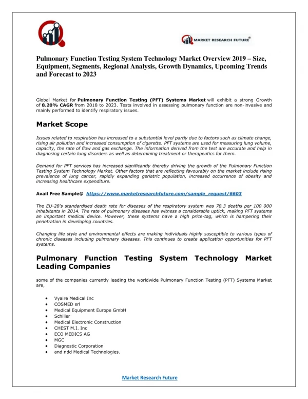 pulmonary function testing system technology