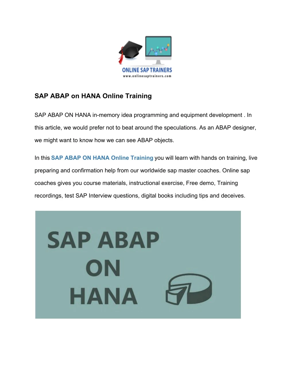 sap abap on hana online training