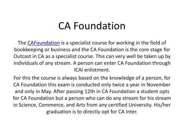 Ca Foundation Registration Procedure