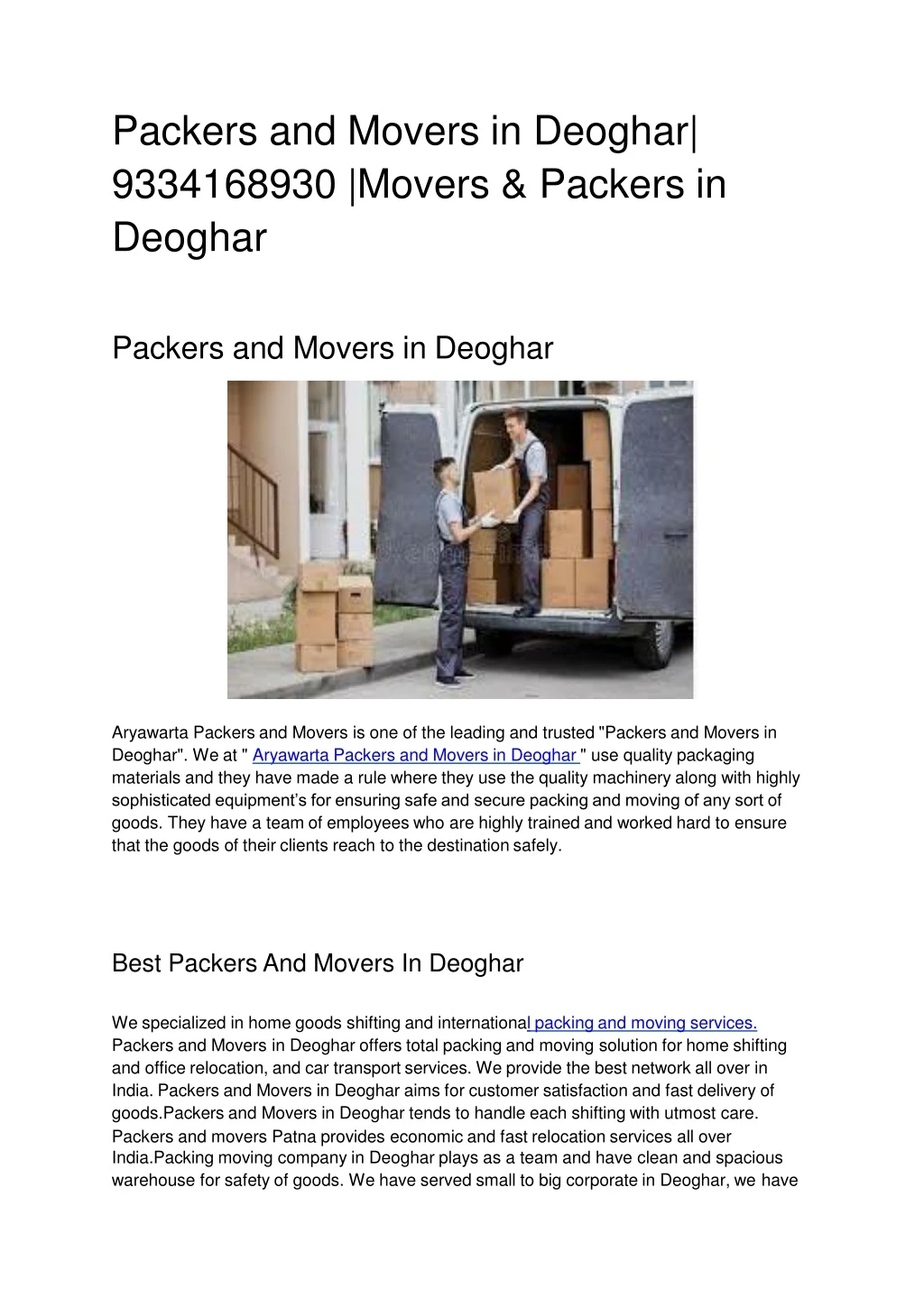 packers and movers in deoghar 9334168930 movers packers in deoghar