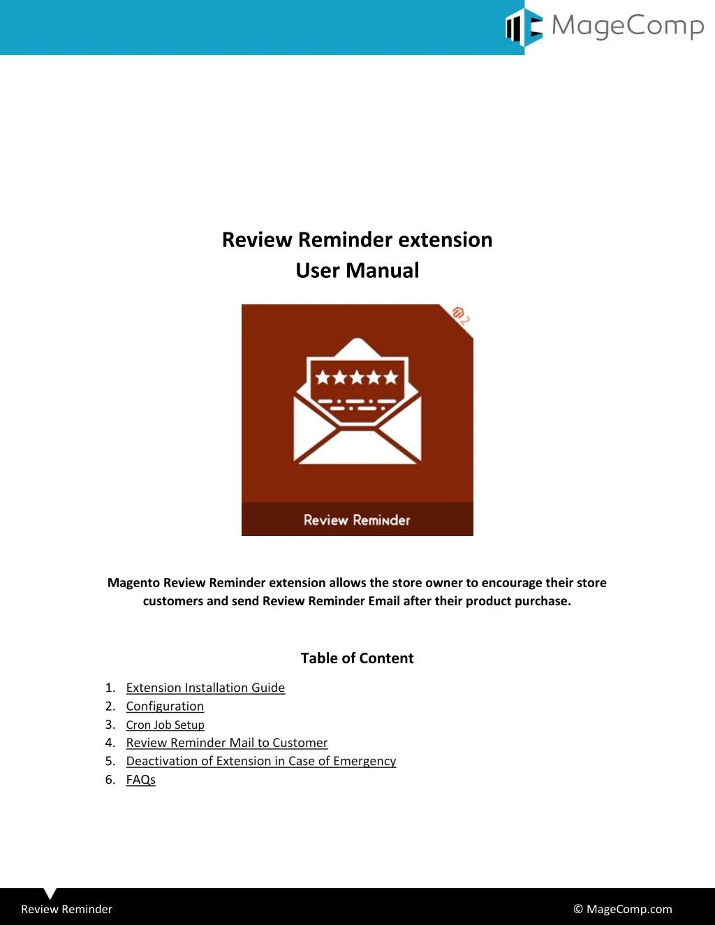 review reminder extension user manual