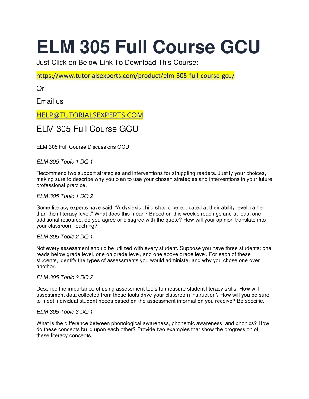 elm 305 full course gcu just click on below link