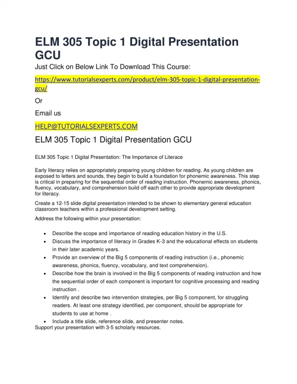 elm 305 topic 1 digital presentation gcu just